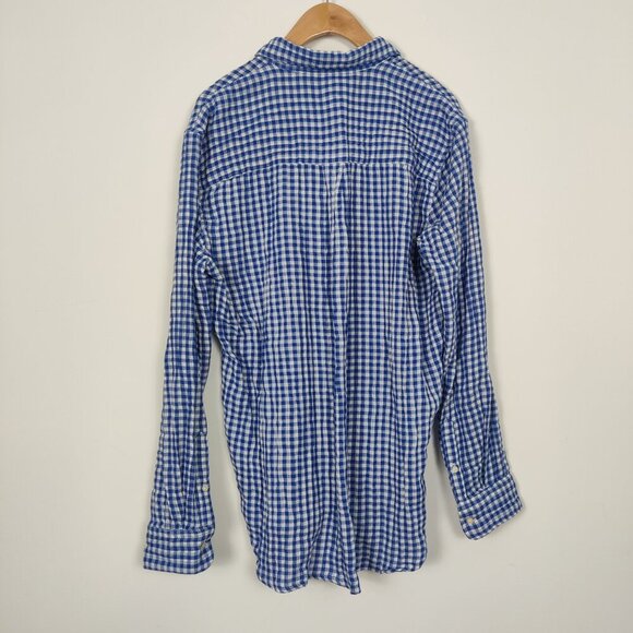 GAP Women's Boyfriend Fit Plaid Button Down Shirt in Blue White Size Small Boho - Picture 5 of 9
